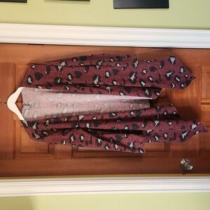 Comfy long open animal print jacket